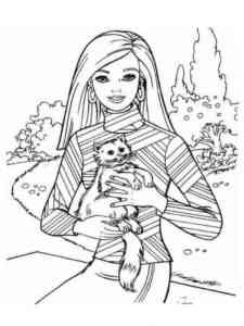 Barbie with a Kitten coloring page