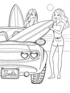 Barbie by the Sea with Surfboards coloring page