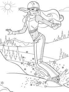 Barbie snowboarding coloring page