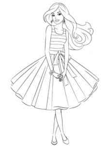 Cute Barbie in a Pretty Dress coloring page