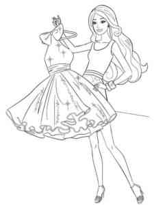 Barbie is holding a dress coloring page
