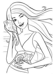 Barbie with Shells coloring page