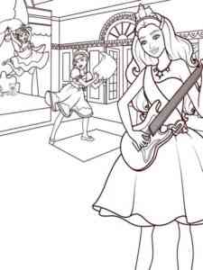 Barbie plays the guitar coloring page
