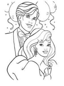 Happy Barbie and Ken coloring page