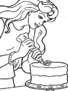 Barbie decorating your cake coloring page