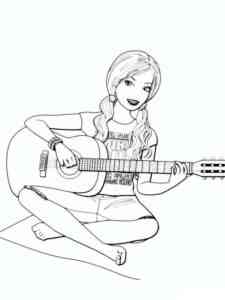 Barbie with Guitar coloring page