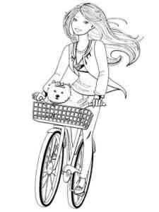 Barbie on a Bike coloring page