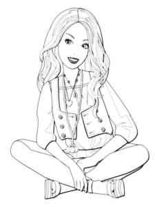Barbie sits coloring page