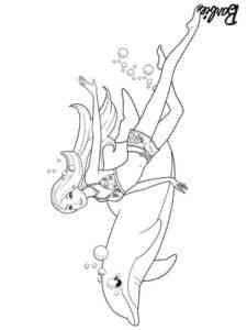 Barbie with a Dolphin coloring page