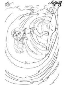 Barbie in the surfboard coloring page