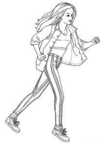 Barbie on a Jog coloring page