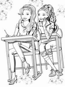 Barbie in school coloring page