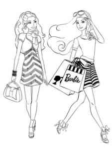 Barbie after shopping coloring page