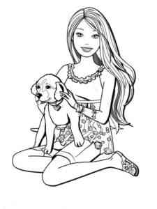 Barbie with Puppy coloring page