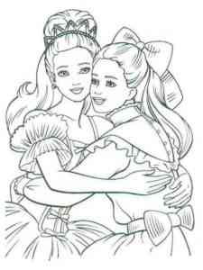 Barbie hugging her friend coloring page