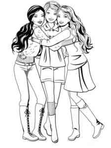 Barbie Hugging Her Friends coloring page