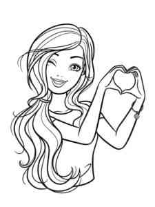 Barbie shows heart coloring page