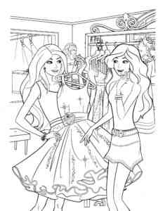 Barbie with Girlfriend Choosing a Dress coloring page