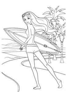 Barbie with Surfboard coloring page