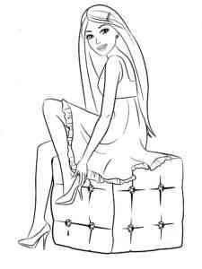 Barbie posing on a couch coloring page
