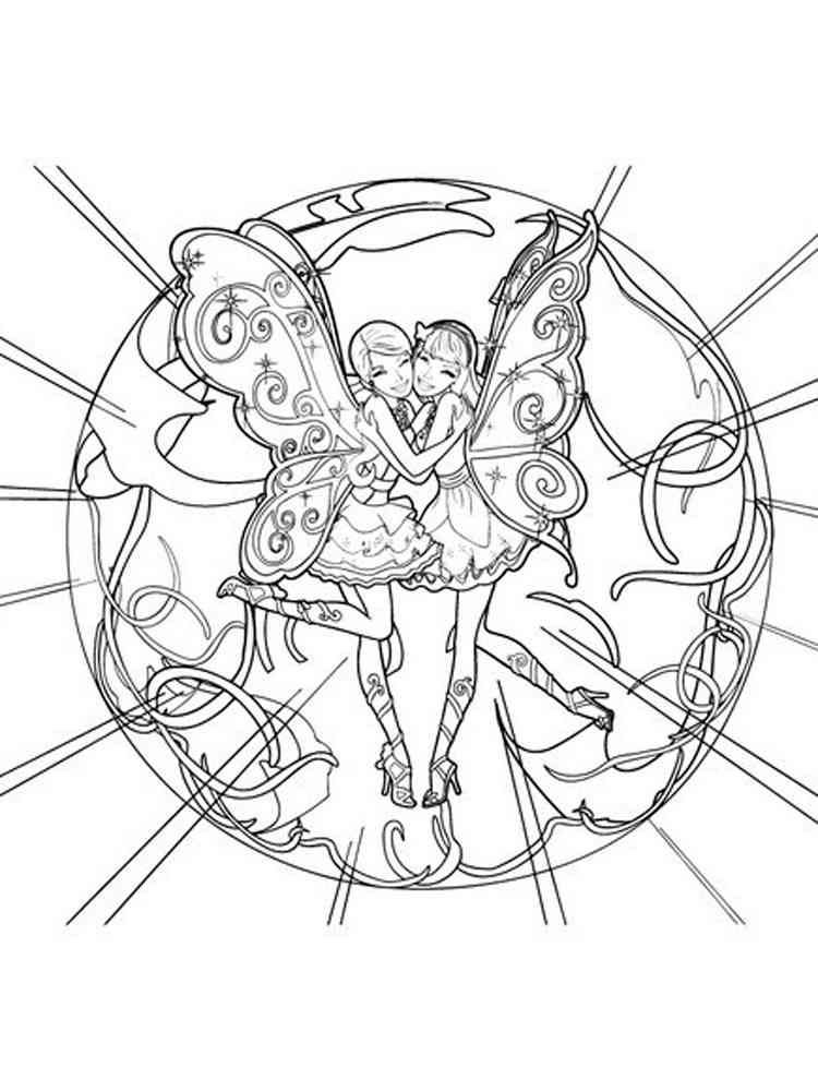 Cartoon Barbie Mariposa and the Fairy Princess coloring page
