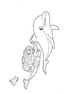 Barbie Mermaid with Dolphin coloring page