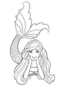 Happy Barbie Mermaid coloring page