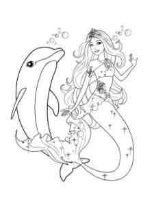 Barbie Mermaid and Dolphin coloring page