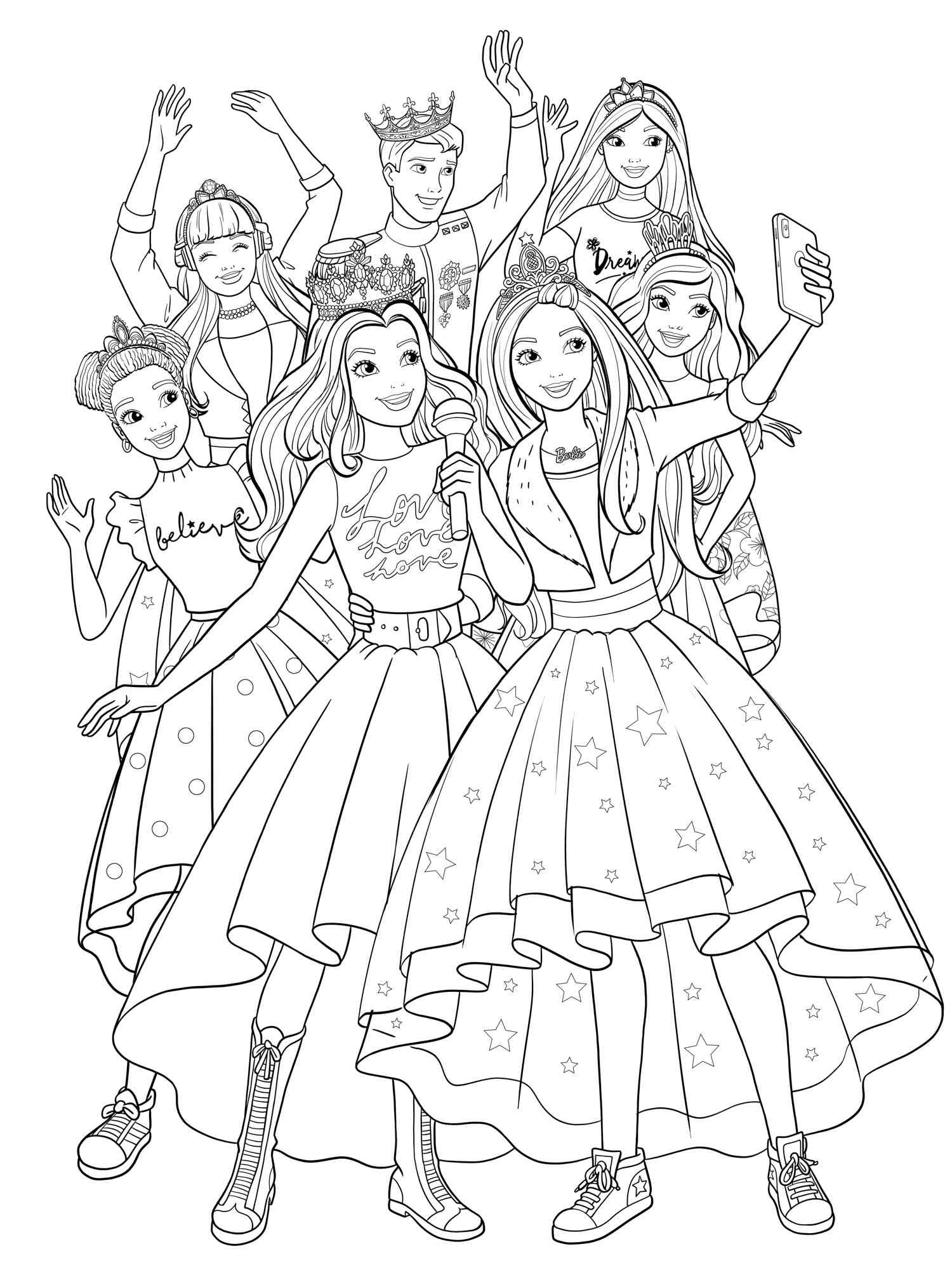Barbie Princess and her friends coloring page