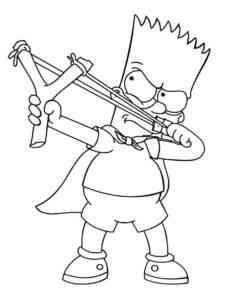Bart Simpson shoots with a slingshot coloring page