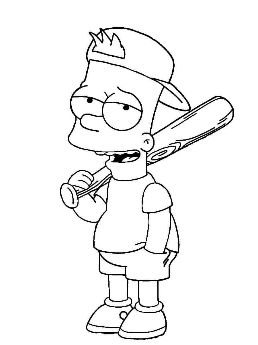 Bart Simpson Baseball coloring page