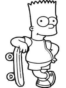 Bart Simpson with a skateboard coloring page