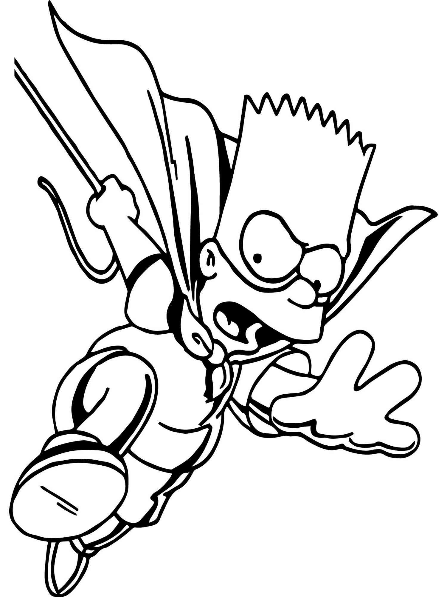 Superhero Bart Simpson coloring page