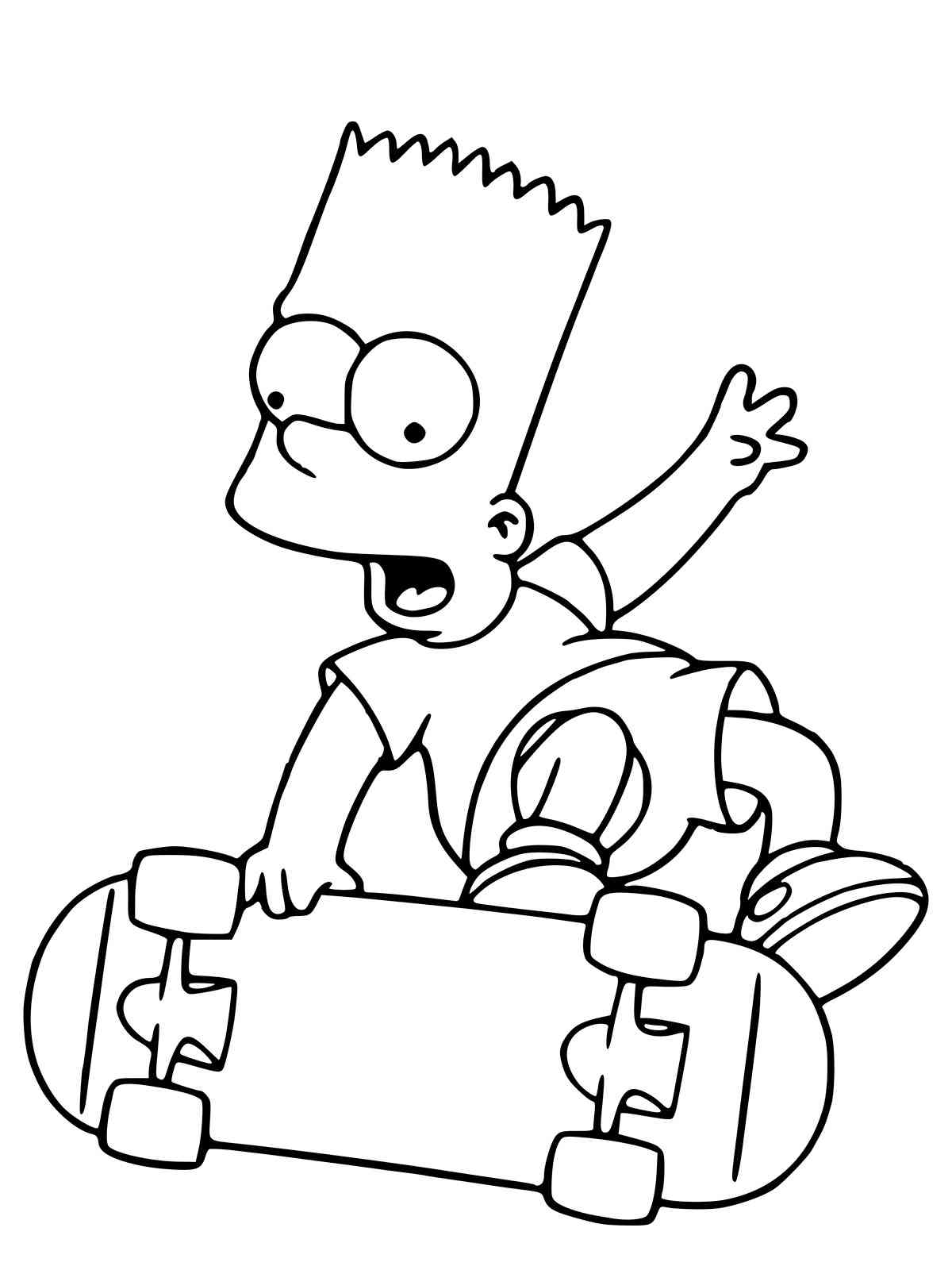 Bart Simpson on a skateboard coloring page