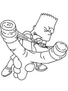 Bart Simpson Holds a Slingshot coloring page