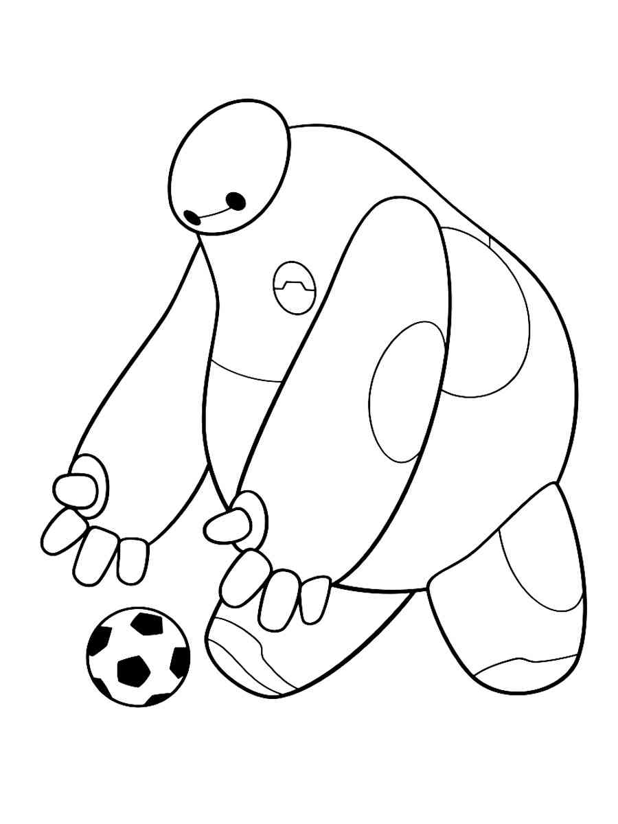 Baymax plays with the ball coloring page