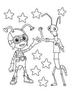Crick and the Mantis from Beat Bugs coloring page
