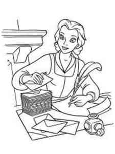 Belle writes letters coloring page