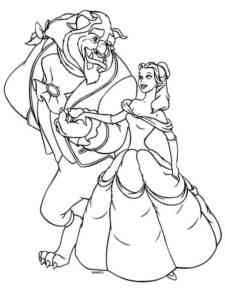 Belle dances with Beast coloring page