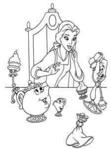 Belle among friends coloring page