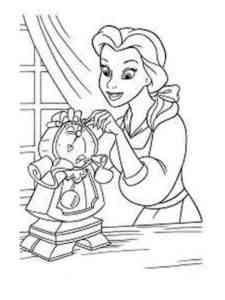Belle is courting Cogsworth coloring page