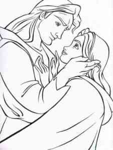 Prince Adam and Belle coloring page