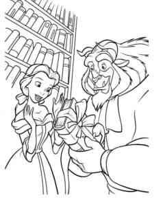 Beast gave a gift to Belle coloring page