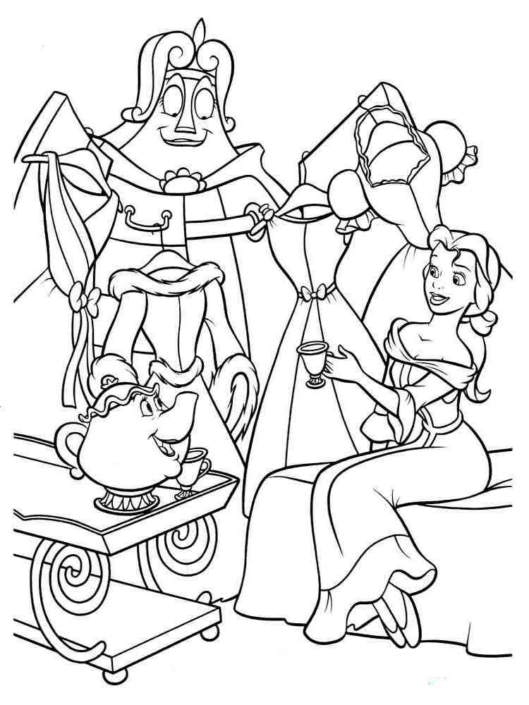 Belle chooses a dress coloring page