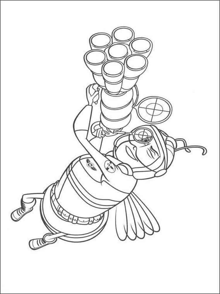 Bee with a gun coloring page