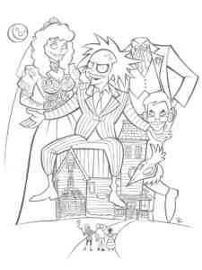 Beetlejuice with Ghosts coloring page