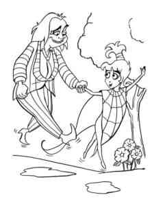 Beetlejuice and Lydia coloring page