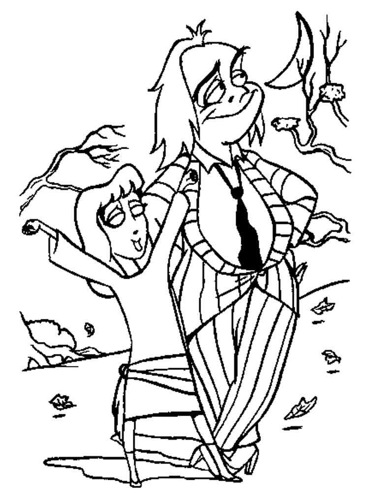 Beetlejuice and Lydia Deetz coloring page