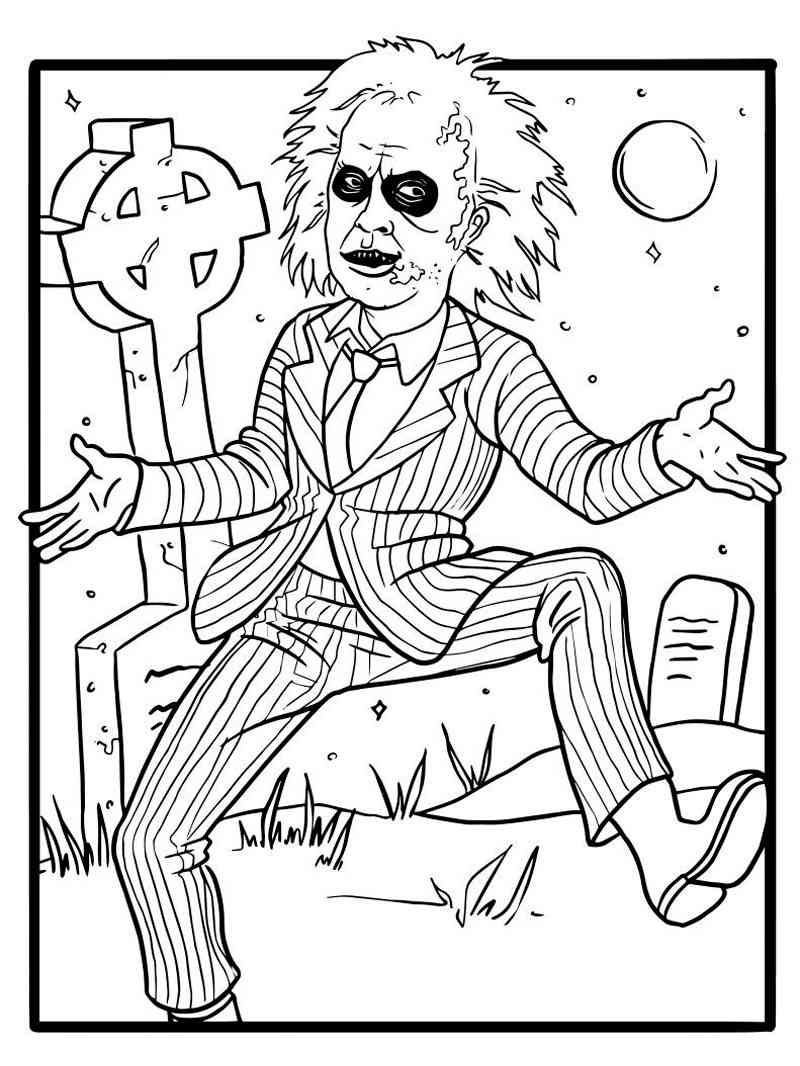 Beetlejuice in the Cemetery coloring page