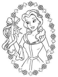 Belle holds a snowflake coloring page